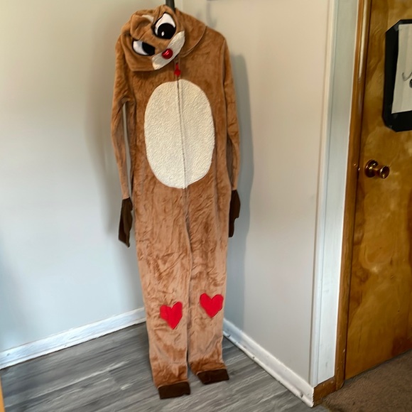 Other - Rudolph zip up pajamas costume size large 12-14.